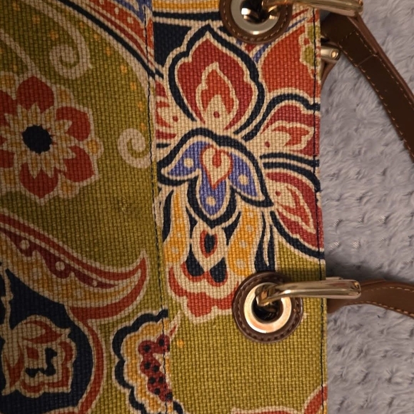 Spartina 449 Navy and Olive Paisley Shoulder Bag - Picture 5 of 5